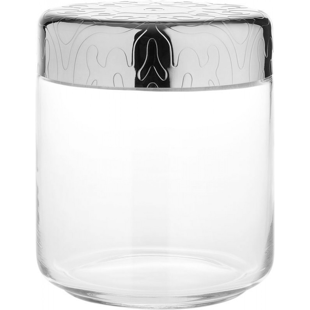 Alessi Dressed Glass Jar with Stainless Steel Lid 12.3cm