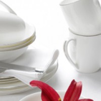 Royal Worcester Serendipity Platinum - Set Di 4 Tazze E Piattini In Fine Bone China
