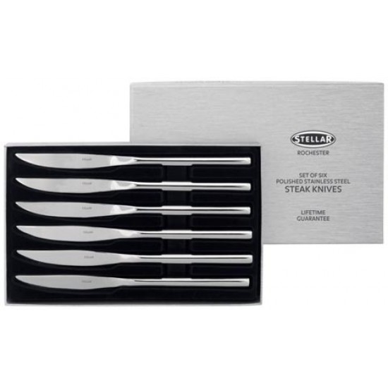 Stellar Rochester Polished Steak Knives Set of 6 (BL25)
