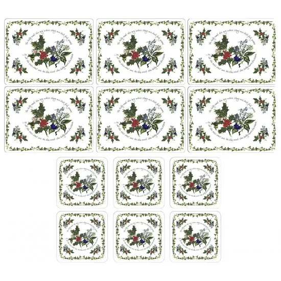 Portmeirion Holly & Ivy 6 Placemats & 6 Coasters (Special Offer Set)