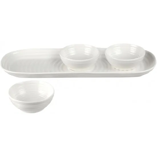 Portmeirion Sophie Conran 3 Bowl 8cm & Tray Set 27.5x10cm White 