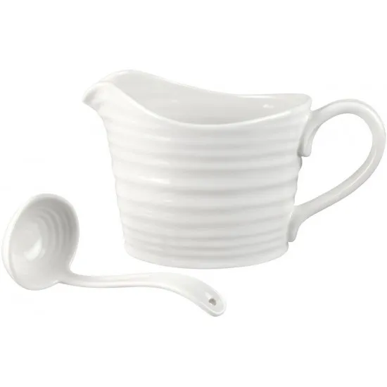 Portmeirion Sophie Conran Sauce Jug & Mini Ladle White (Jug 1pt)