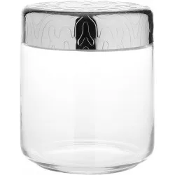 Alessi Dressed Glass Jar with Stainless Steel Lid 12.3cm (MW21/75)