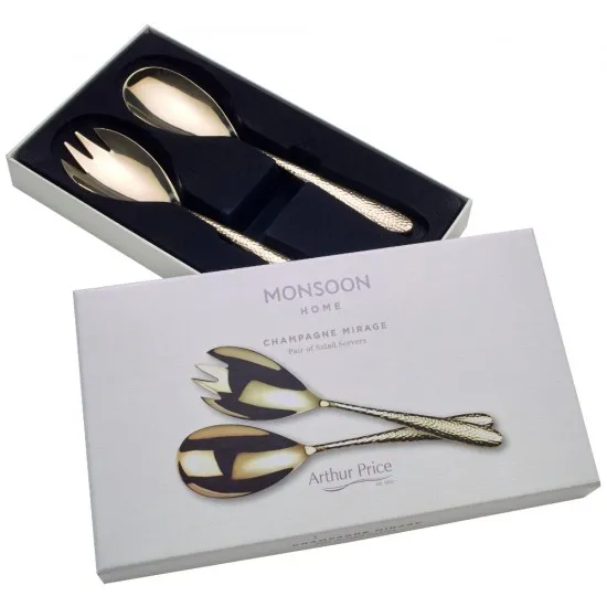 Arthur Price Cutlery Monsoon Champagne Mirage Salad Serving Spoon & Fork
