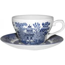 Churchill / Queen's Blue Willow Teacup & Saucer