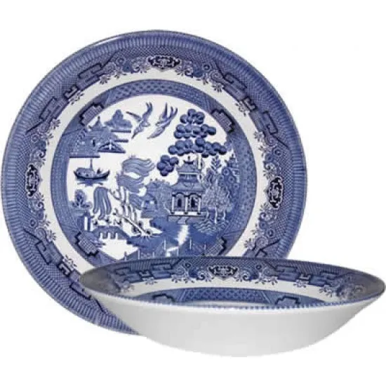 Churchill / Queen's Blue Willow Coupe Soup Bowls 20cm (Set of 6)