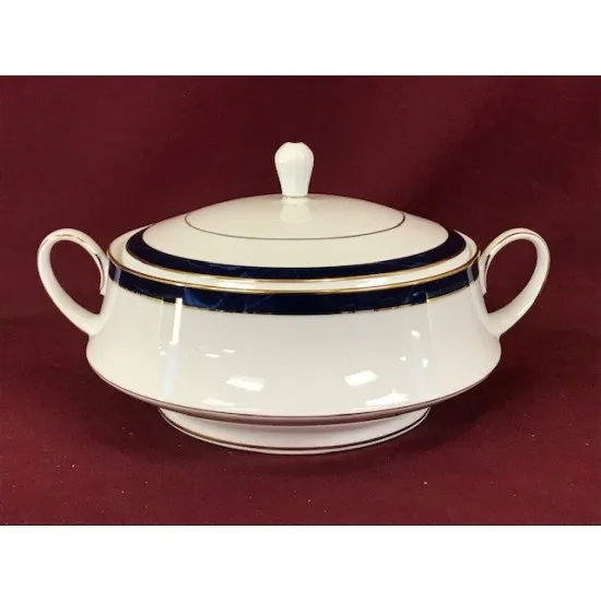 Noritake Marble Blue Covered Vegetable Dish