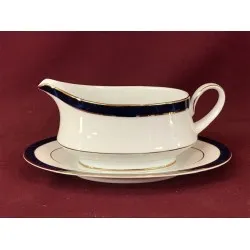 Noritake Marble Blue Sauceboat & Stand