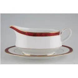 Noritake Marble Red Sauceboat & Stand