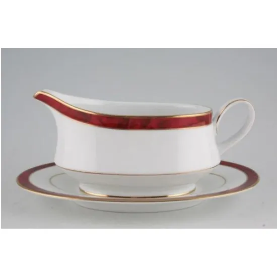 Noritake Marble Red Sauceboat & Stand