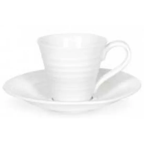 Portmeirion Sophie Conran Espresso Cups & Saucers White 0.08ltr (Box of 2)