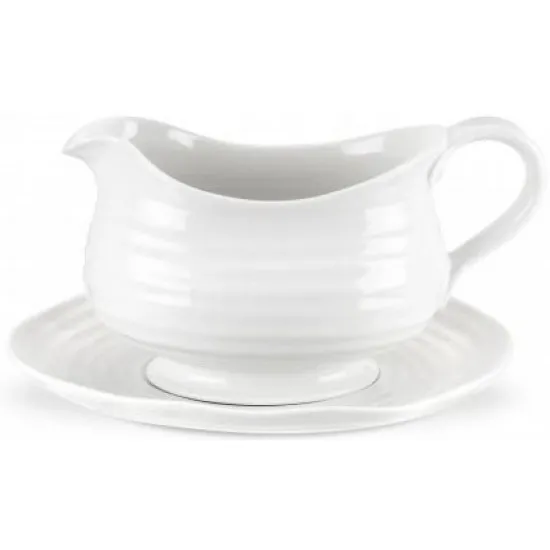 Portmeirion Sophie Conran Gravy Boat & Stand White 0.55ltr
