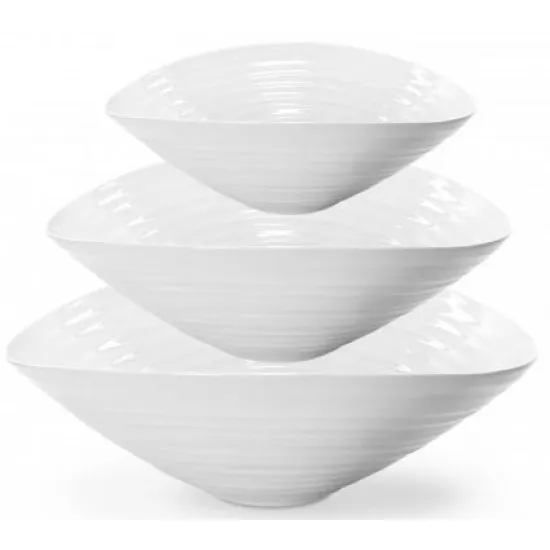 Portmeirion Sophie Conran Salad Bowl Set (Large, Medium & Small) White 