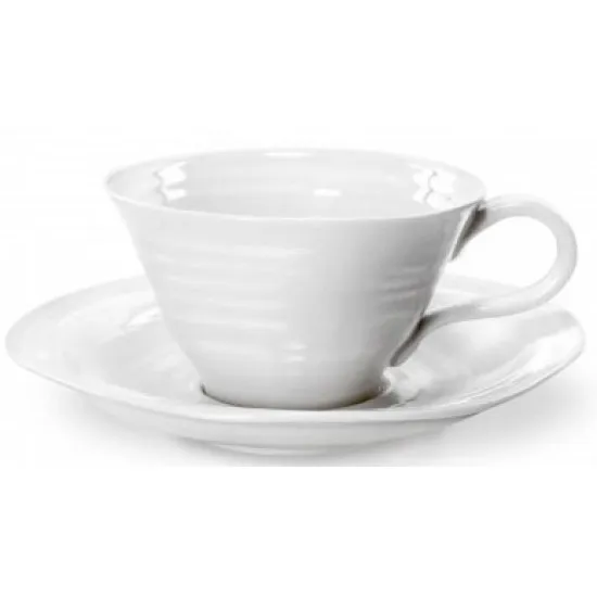 Portmeirion Sophie Conran Tea Cups & Saucers White 0.23ltr (Box of 4)