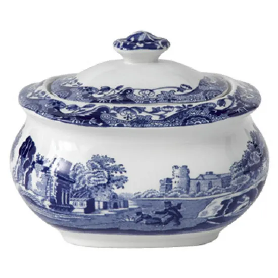 Spode Blue Italian Covered Sugar Bowl 0.25ltr 