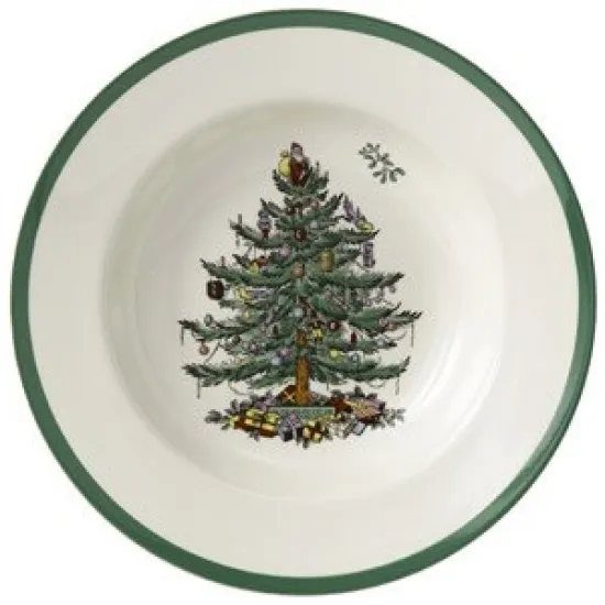 Spode Christmas Tree Rimmed Soup Bowls 23cm (Set of 4)