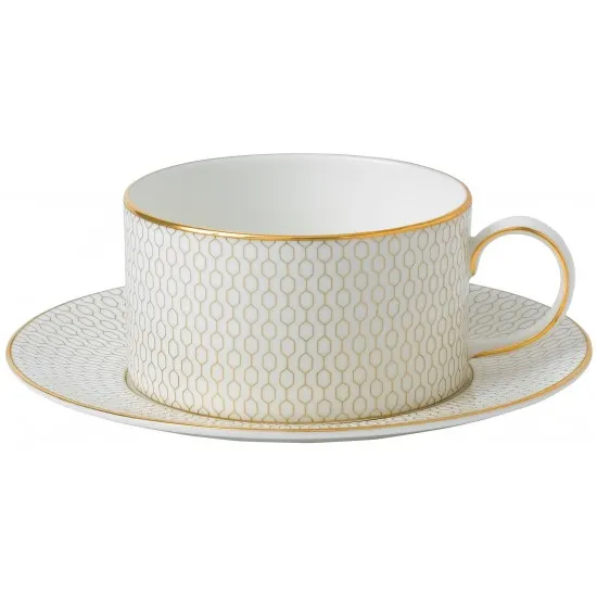 Wedgwood Gio Gold (Arris) Tea Cup & Saucer (Gift Boxed)