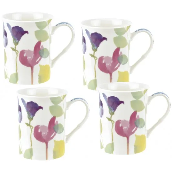 Portmeirion Water Garden Mugs (Set of 4) Gift Boxed 0.34l 12oz