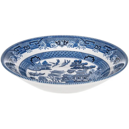 Churchill / Queen's Blue Willow Pasta/Scallop Bowls 22.5cm (Set of 6)