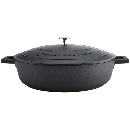 MasterClass Cast Aluminium Shallow Casserole Dish, 5L - Black