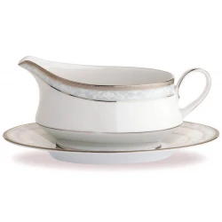 Noritake Hampshire Platinum Gravy Boat and Stand