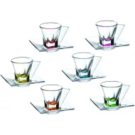 RCR Crystal Fusion Colours Espresso Cups & Saucers 7cl (Box of 6)